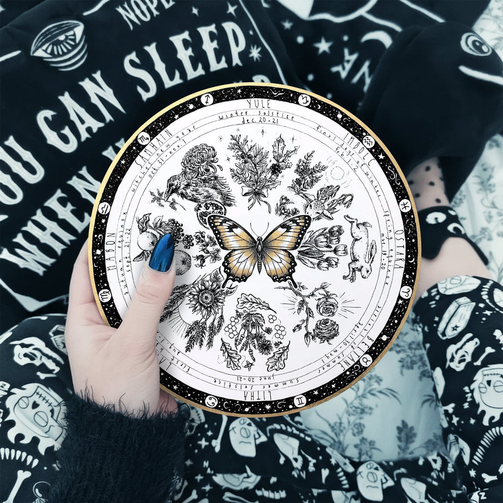 Butterfly Vintage Wheel of the Year Wooden Wall Decor