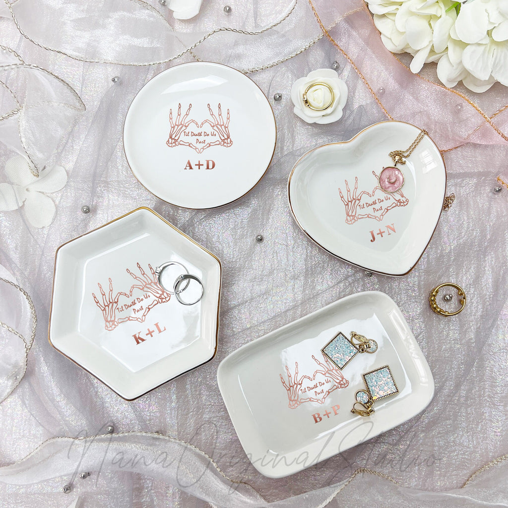 Till Death Jewelry Dish For Couple, Personalized Wedding Ring Dish with Initials, Engagement Ring Holder, Anniversary Gift _NND