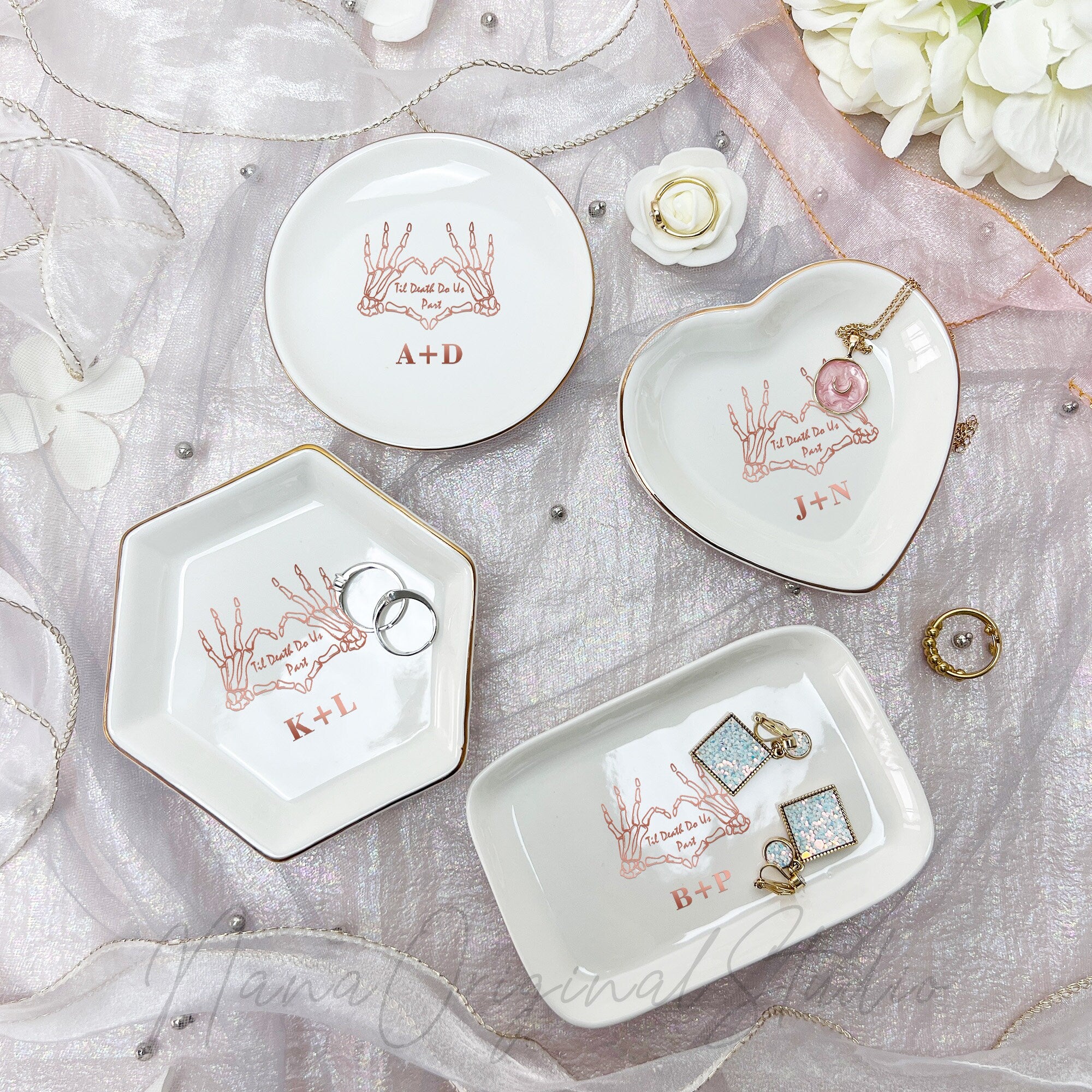 Till Death Jewelry Dish For Couple, Personalized Wedding Ring Dish with Initials, Engagement Ring Holder, Anniversary Gift _NND