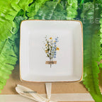 Custom Floral Trinket Tray-Personalized Jewelry Dish-Bridal Shower Gift-Mother's Day Gift-Bride Gift-Bridesmaid Gift-Daughter Birthday Gift