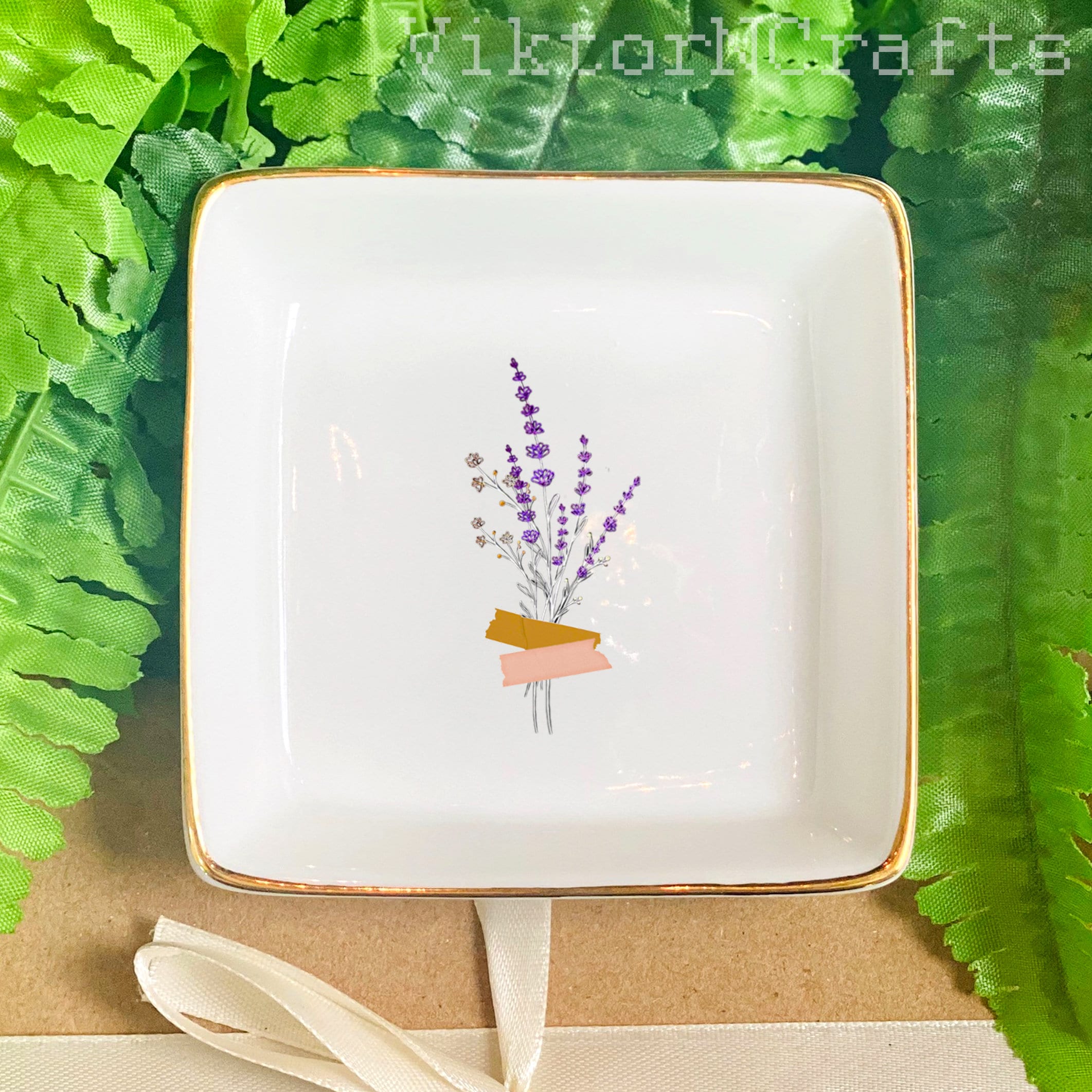 Custom Floral Trinket Tray-Personalized Jewelry Dish-Bridal Shower Gift-Mother's Day Gift-Bride Gift-Bridesmaid Gift-Daughter Birthday Gift