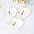 Personalized Birth Flower Jewelry Dish,Floral Name Trinket Dish,Wedding Bridesmaid Ring Dish,Jewelry Dish for Women,Christmas Gift for Her