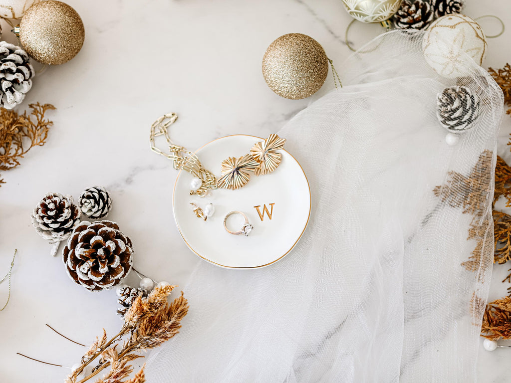 Personalized Ceramic Ring Dish - Bridesmaid Gift, Engagement Ring Holder, Bridal Shower Gift, Anniversary Keepsake, Wedding Gift (Ring Dish)