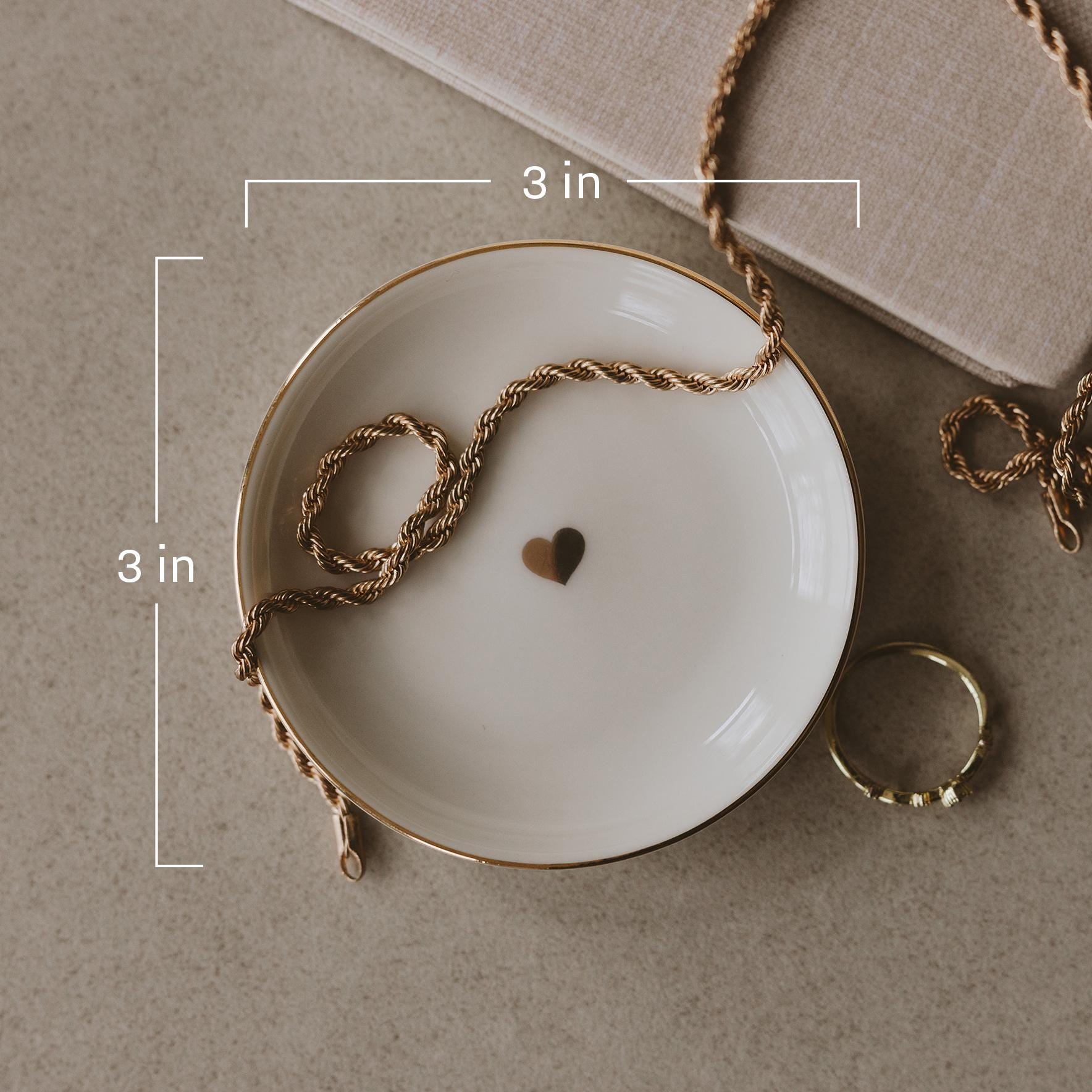 Gold Leaves Ceramic Jewelry Dish: Small Trinket Tray, Ring Holder