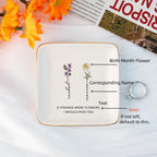 Personalized Birth Flower Jewelry Dish,Wedding Bridesmaid Gift,Best Friend Flower Ring Dish,Birthday Gift for Bestie,Gift for Her,Mom,Women
