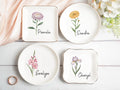 Personalized Birth Flower Trinket Dish,Custom Birthflower Ring Dish,Birthday Jewelry Dish For Friend,Wedding Bridesmaid Gift,Wedding Gift
