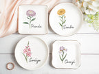Personalized Birth Flower Trinket Dish,Custom Birthflower Ring Dish,Birthday Jewelry Dish For Friend,Wedding Bridesmaid Gift,Wedding Gift
