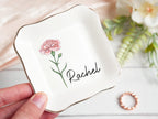 Personalized Birth Flower Trinket Dish,Custom Birthflower Ring Dish,Birthday Jewelry Dish For Friend,Wedding Bridesmaid Gift,Wedding Gift