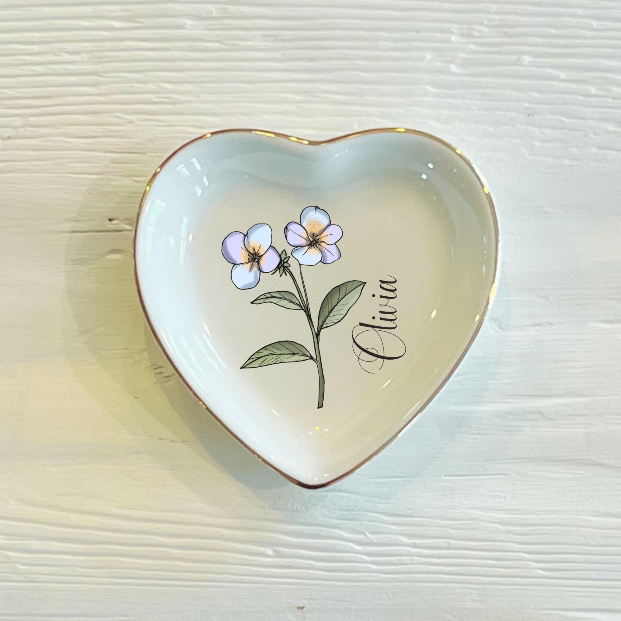 Personalized Boho Birth Flower Ring Trinket Dish | Birth Month Flower Ring Dish | Birthday Jewelry Dish | Wedding Bridesmaid Gift | Mom Gift