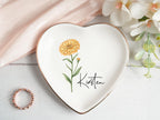 Personalized Birth Flower Trinket Dish,Custom Birthflower Ring Dish,Birthday Jewelry Dish For Friend,Wedding Bridesmaid Gift,Wedding Gift