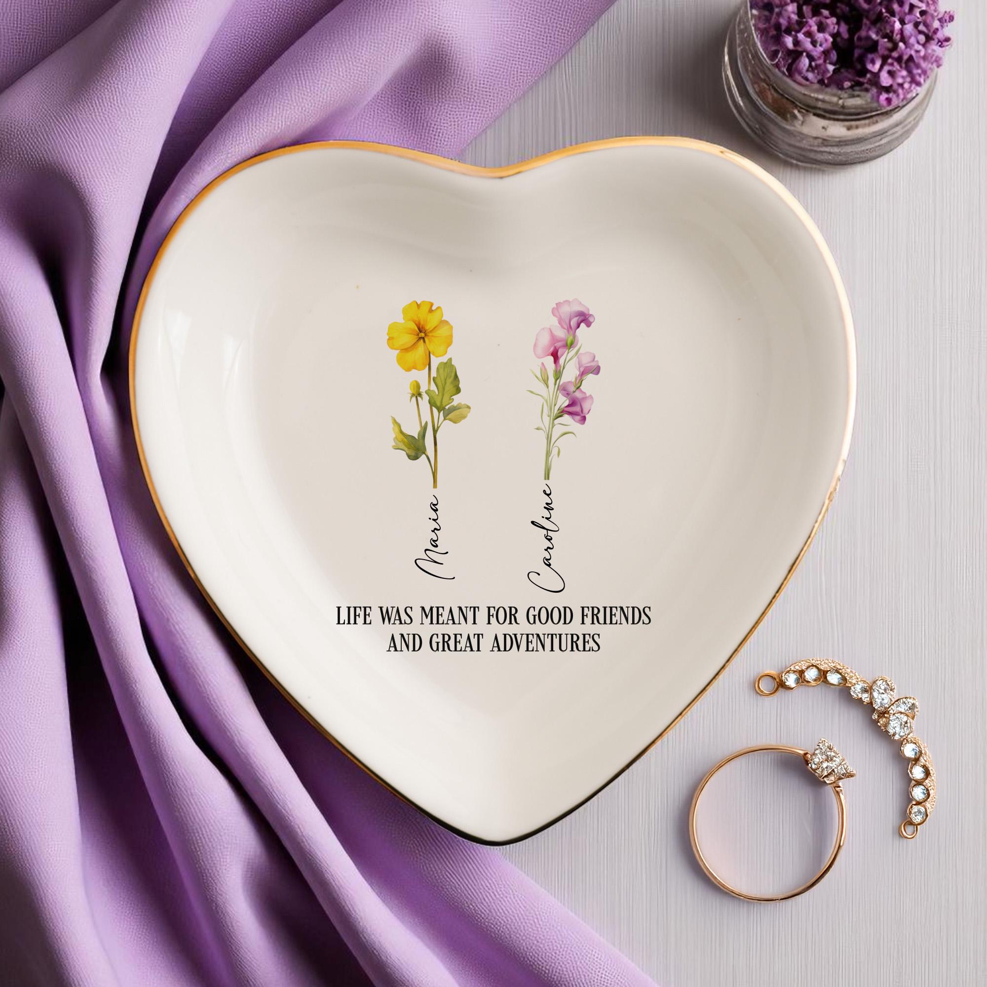 Personalized Bestie Gifts, Jewelry Dish for Sisters, It takes a long time to grow an old friend Gifts, Birth Flower Ring Dish, Gifts for Her