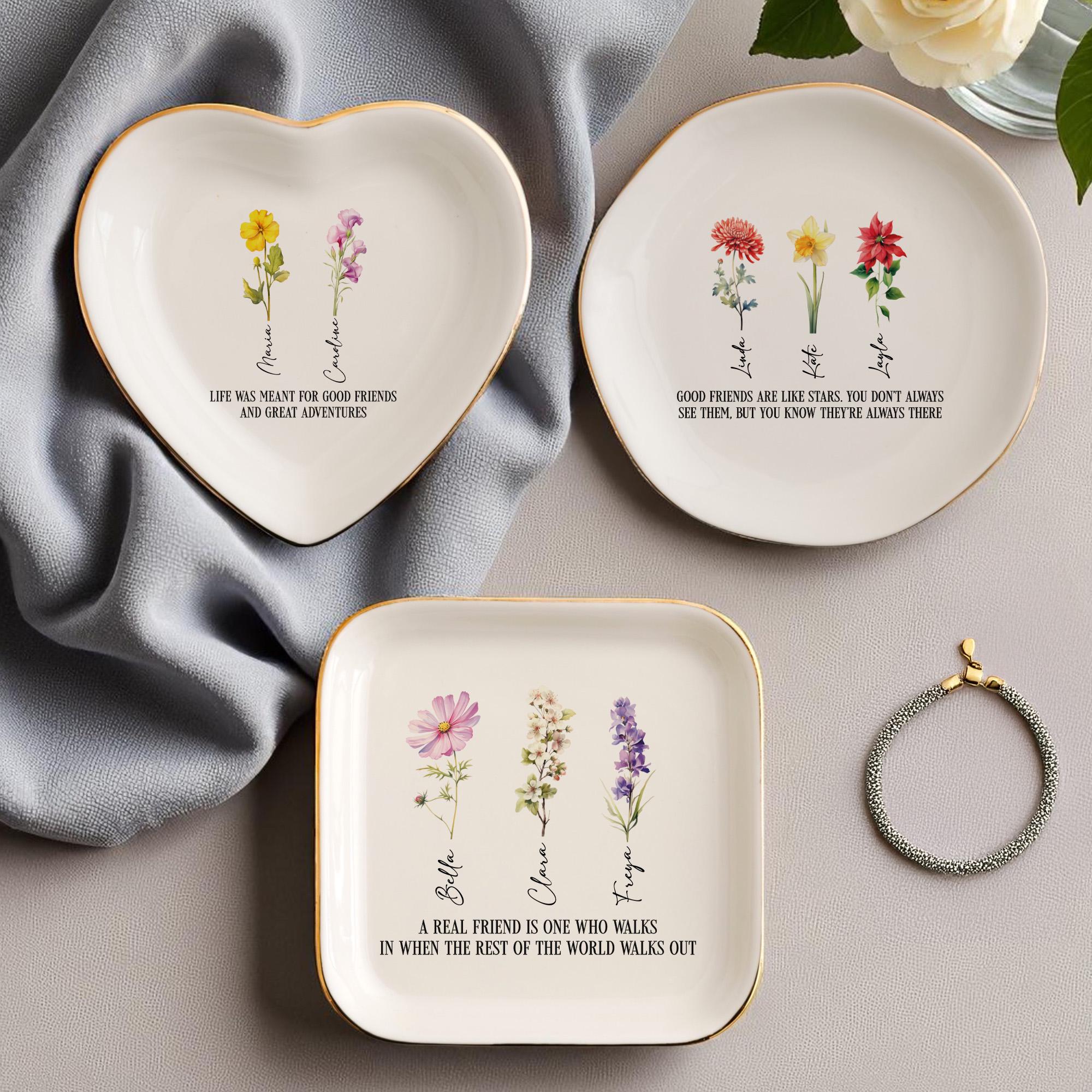 Personalized Bestie Gifts, Jewelry Dish for Sisters, It takes a long time to grow an old friend Gifts, Birth Flower Ring Dish, Gifts for Her