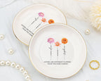 Personalized Sister Birth Flower Jewelry Dish: Ceramic Ring Holder