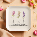 Personalized Bestie Gifts, Jewelry Dish for Sisters, It takes a long time to grow an old friend Gifts, Birth Flower Ring Dish, Gifts for Her