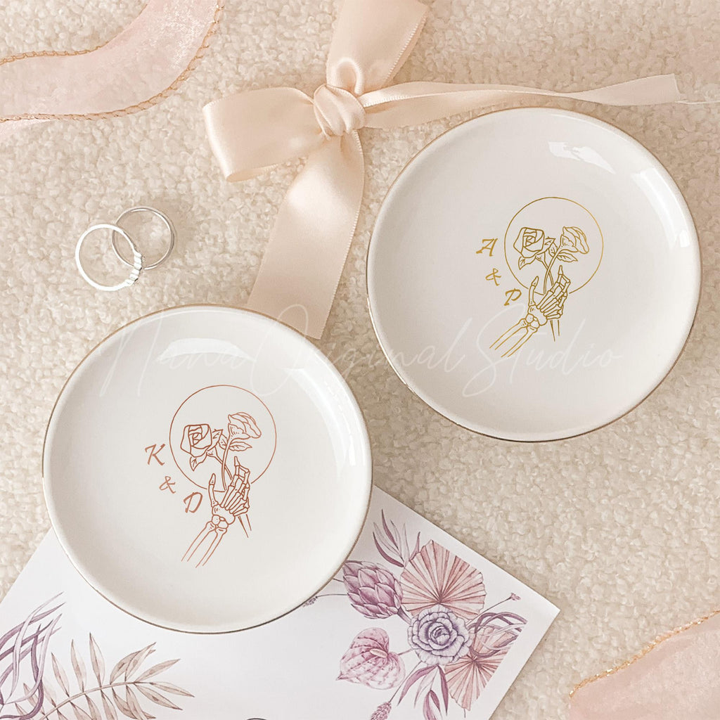 Till Death Jewelry Dish For Couple, Personalized Wedding Ring Dish with Initials, Engagement Ring Holder, Anniversary Gift _NND