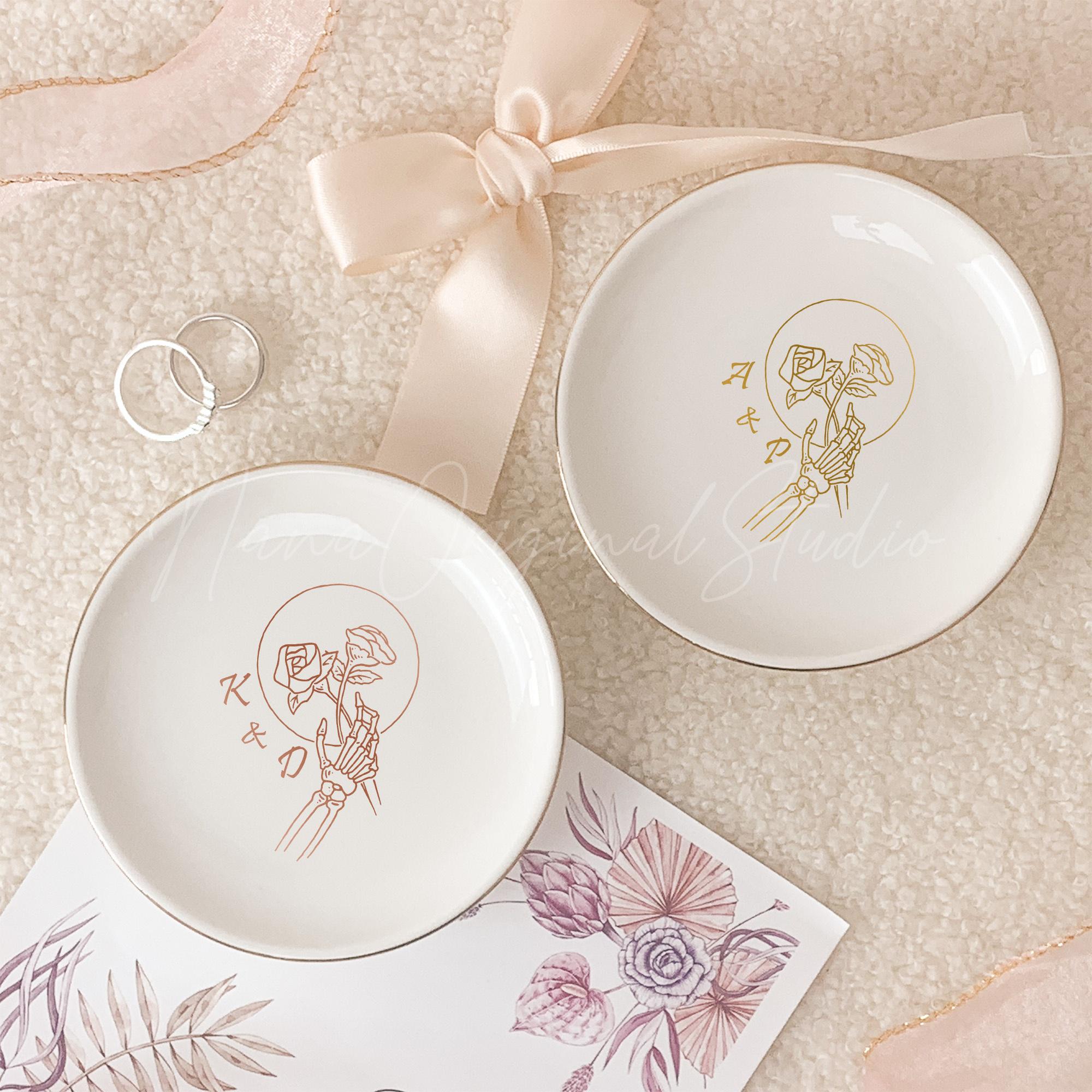 Till Death Jewelry Dish For Couple, Personalized Wedding Ring Dish with Initials, Engagement Ring Holder, Anniversary Gift _NND