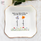 Personalized Sister Ring Dish with Birth Flower, Sisters Are Different Flowers From The Same Garden, Special Gift for Sister or Bestie