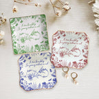 Custom Friendship Jewelry Dish,  Personalized Names & Birth Flowers Tray, Best Friend Gift, Toile Floral Trinket Dish Keepsake, Besties Gift