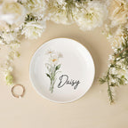 Personalised Birth Flower Trinket Dish, Custom Watercolor Flower Ring Dish, Birthday Jewelry Dish, Wedding Bridesmaid Gift, Christmas Gifts