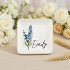 Personalised Birth Flower Trinket Dish, Custom Watercolor Flower Ring Dish, Birthday Jewelry Dish, Wedding Bridesmaid Gift, Christmas Gifts