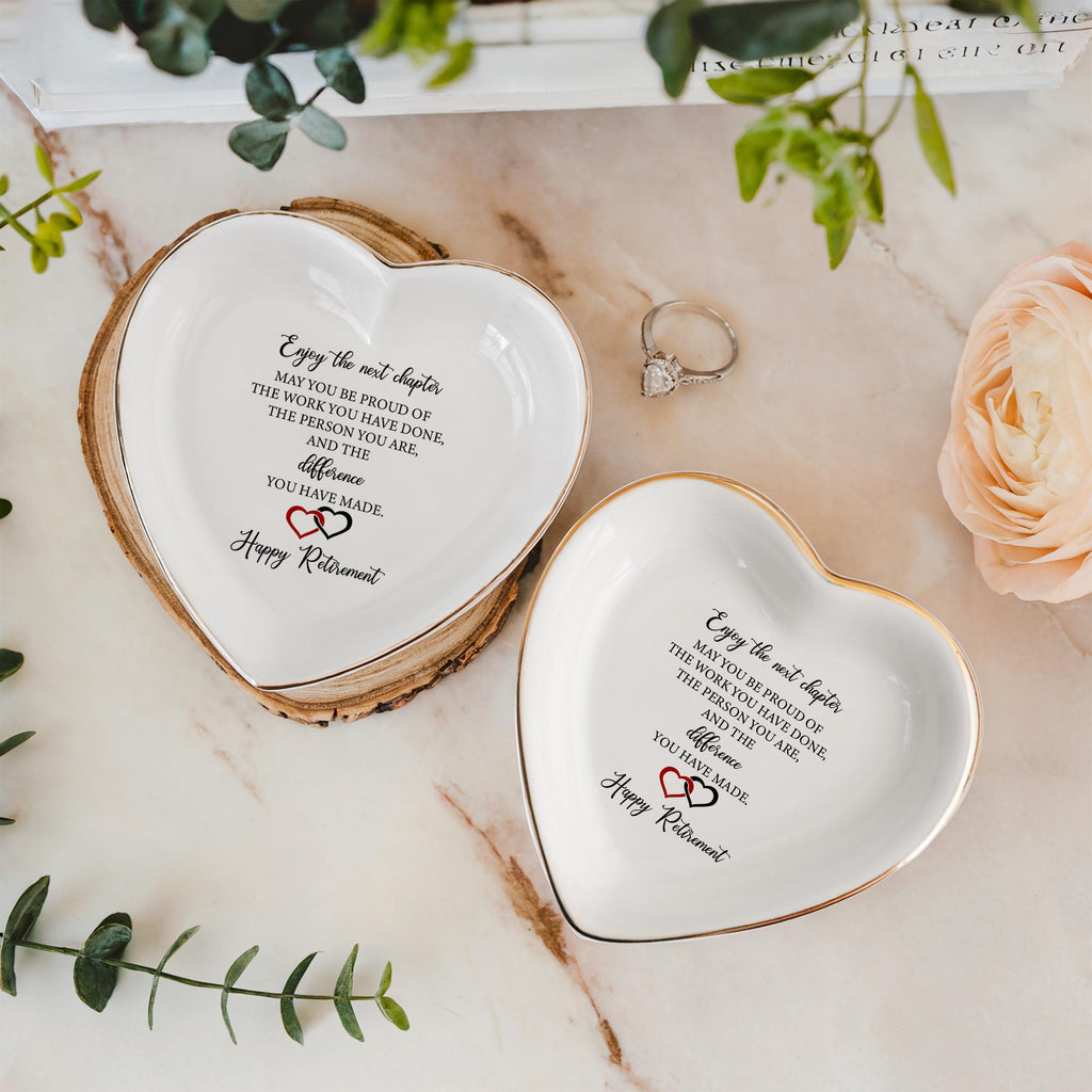 Happy Retirement Trinket Dish, Custom Jewelry Dish, Ceramic Ring Dish, Gift for Colleague, Unique Gift, Gift for Retirees, Personalized Gift