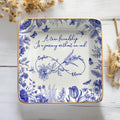 Custom Friendship Jewelry Dish,  Personalized Names & Birth Flowers Tray, Best Friend Gift, Toile Floral Trinket Dish Keepsake, Besties Gift