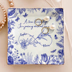 Custom Friendship Jewelry Dish,  Personalized Names & Birth Flowers Tray, Best Friend Gift, Toile Floral Trinket Dish Keepsake, Besties Gift