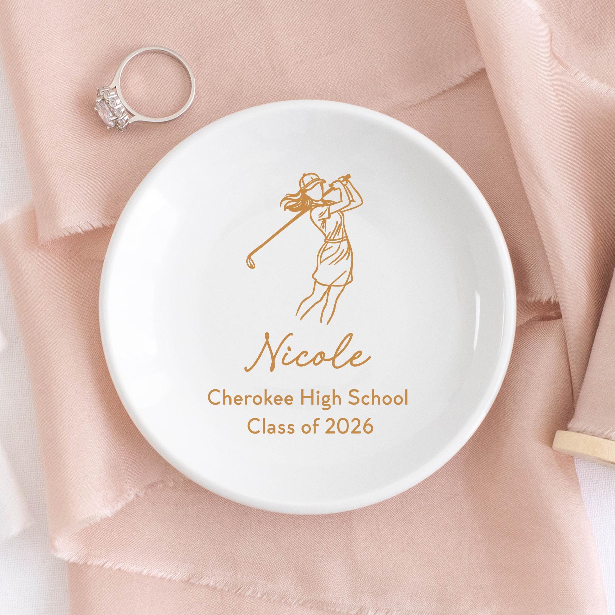 Golf Jewelry Dish: High School Senior Night Gifts For Girls Team 2025