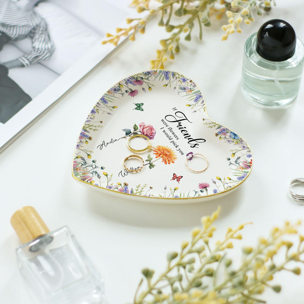 If Friends were Flowers I'd Pick You Ring Dish, Personalized Birth Flowers Jewelry Dish, Floral Trinket Dish for Friend, Gift For Besties