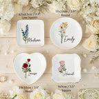 Personalised Birth Flower Trinket Dish, Custom Watercolor Flower Ring Dish, Birthday Jewelry Dish, Wedding Bridesmaid Gift, Christmas Gifts