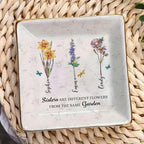 Sisters are Different Flowers from the Same Garden, Personalized Ring Dish for Sister, Friendship Jewelry Dish, Besties Flower Ring Holder
