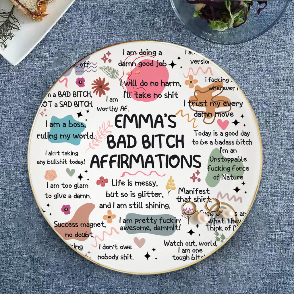 Personalized Ceramic Jewelry Dish: Swear Affirmations, Funny Gift