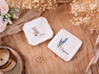 Personalised Birth Flower Trinket Dish, Custom Watercolor Flower Ring Dish, Birthday Jewelry Dish, Wedding Bridesmaid Gift, Christmas Gifts