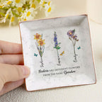 Sisters are Different Flowers from the Same Garden, Personalized Ring Dish for Sister, Friendship Jewelry Dish, Besties Flower Ring Holder