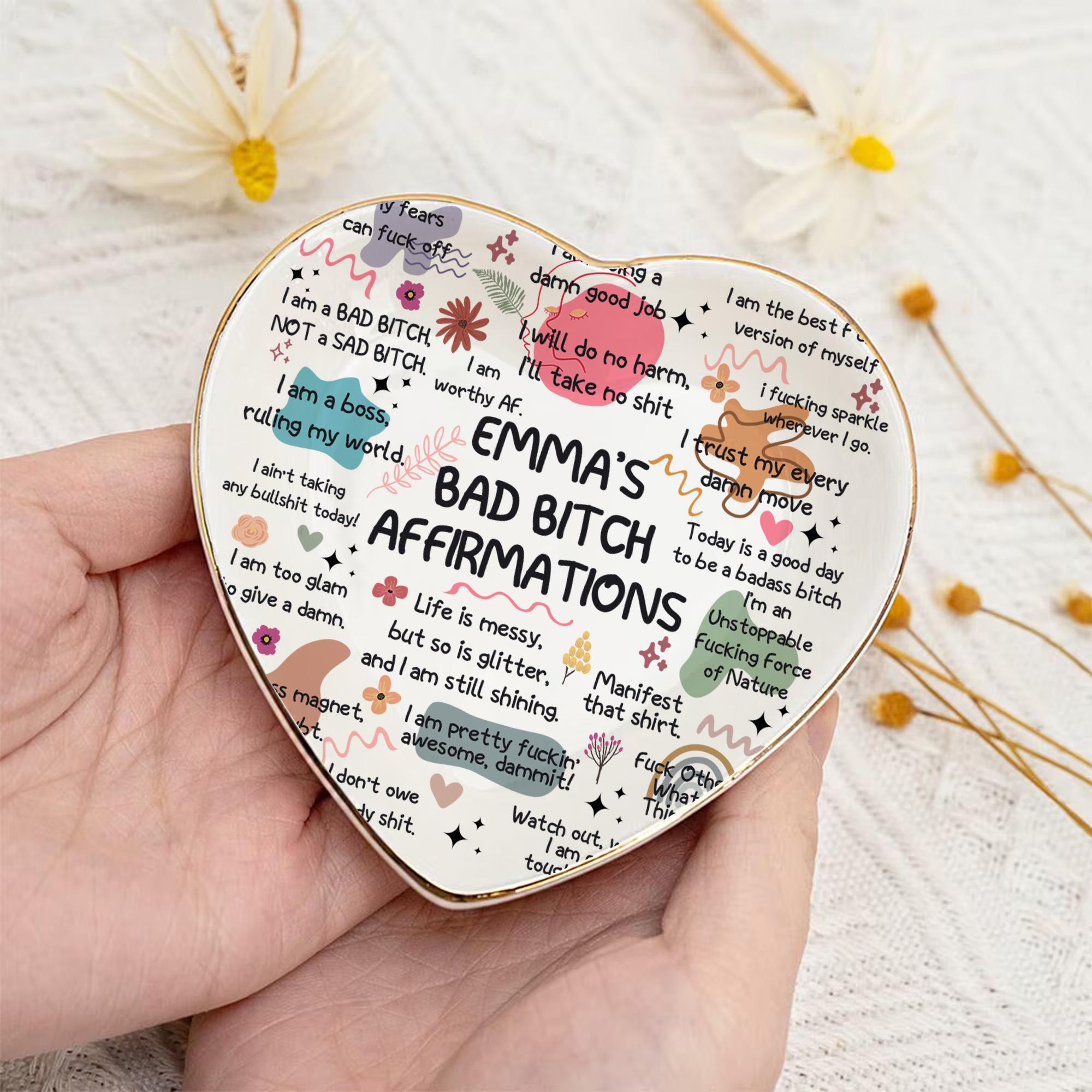 Personalized Ceramic Jewelry Dish: Swear Affirmations, Funny Gift