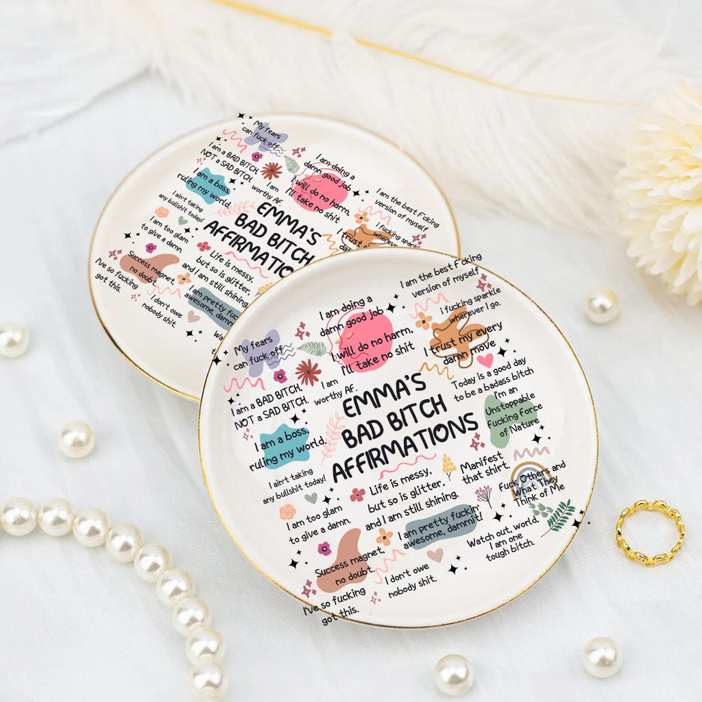 Personalized Ceramic Jewelry Dish: Swear Affirmations, Funny Gift