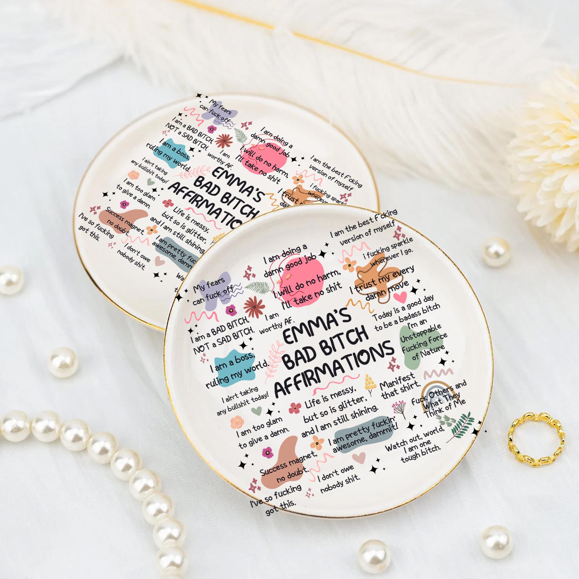Personalized Ceramic Jewelry Dish: Swear Affirmations, Funny Gift