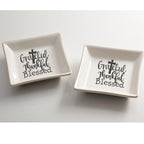Grateful Thankful Blessed Ring Dish, Christian Trinket Dish Set, Jewelry Holder for Rings Earrings Faith Gift