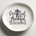 Grateful Thankful Blessed Ring Dish, Christian Trinket Dish Set, Jewelry Holder for Rings Earrings Faith Gift